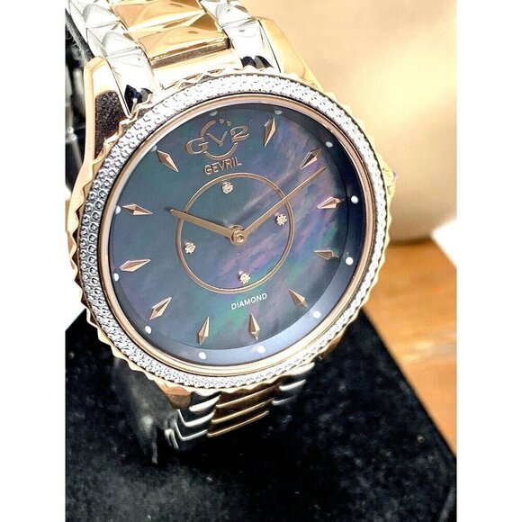 GV2 by Gevril Women's Watch 11705-425 Siena Swiss Quartz Blue Mother of … - Picture 1 of 15